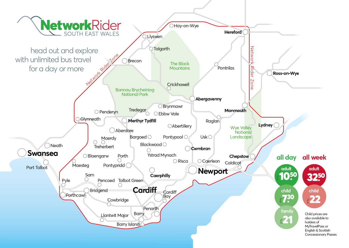 Map of Network Rider zone